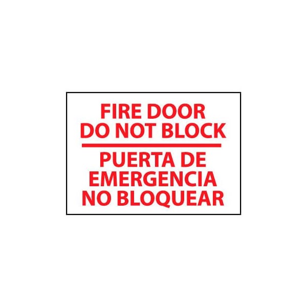 Bilingual Fire Sign - Fire Door Do Not Block Puerta De Emergencia No Bloquear